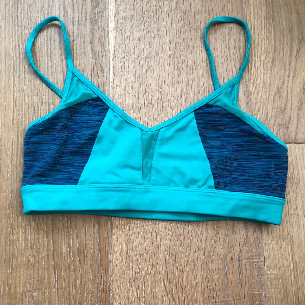 ALO Yoga Teal and Navy Strappy Sports Bra